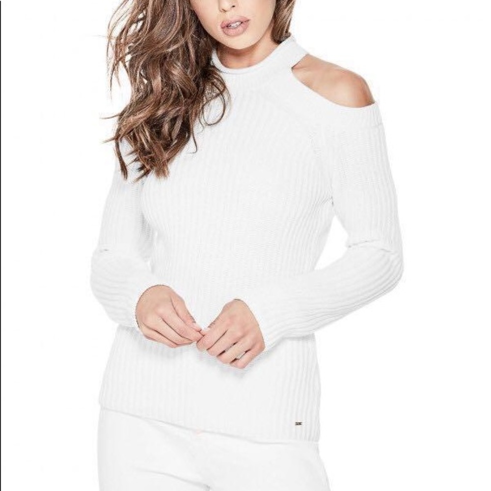 NWOT GUESS | Ribbed Knit Cold Shoulder Sweater